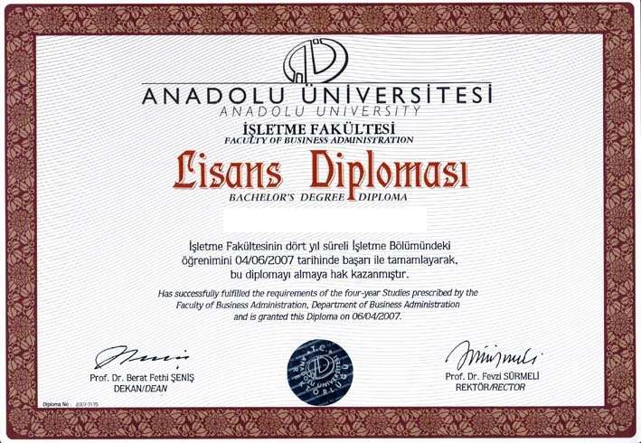 Açıköğretim İşletme Diploması