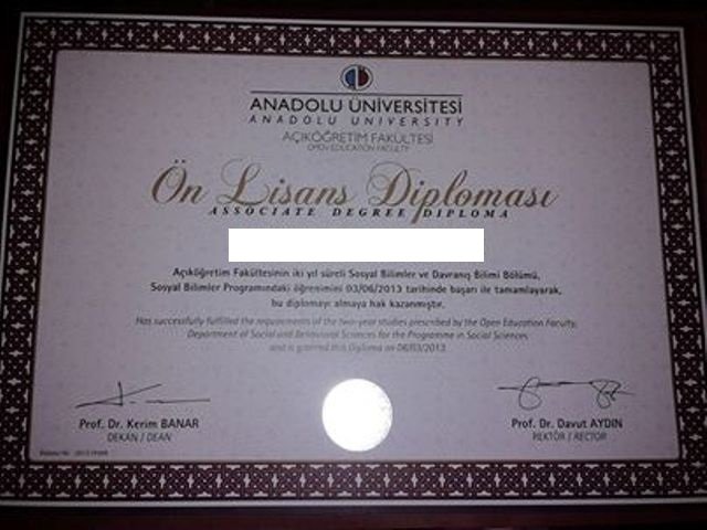 Açıköğretim Sosyal Bilimler Diploması