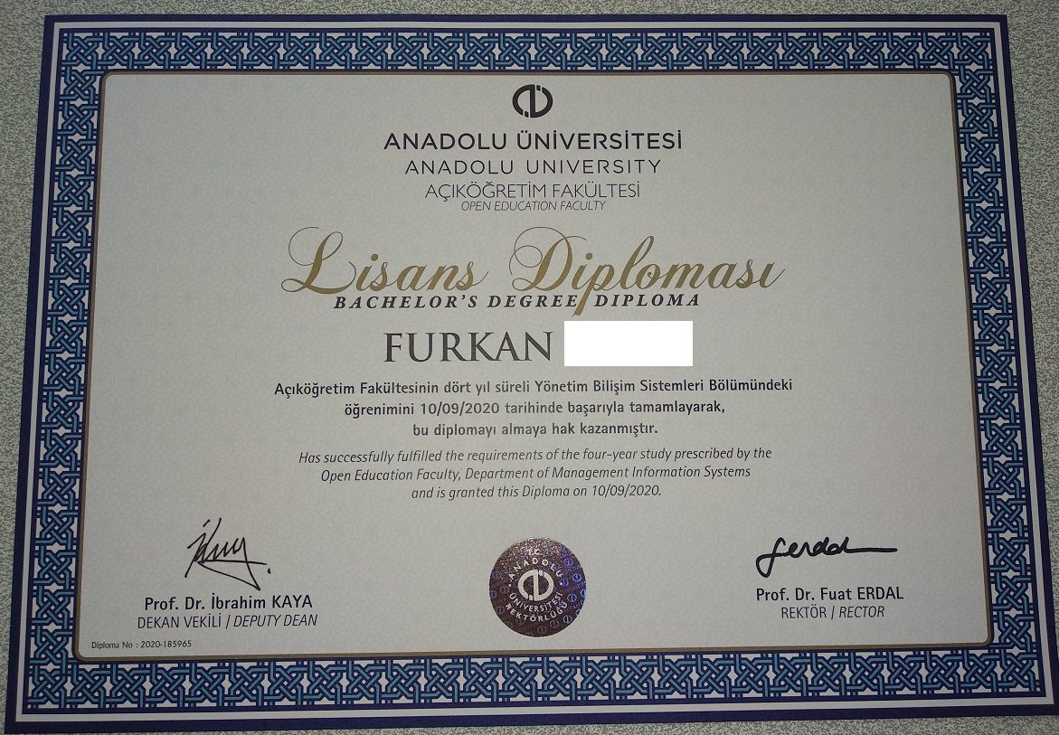 Anadolu Üniversitesi Açıköğretim Diploma Örneği : Ankara ...