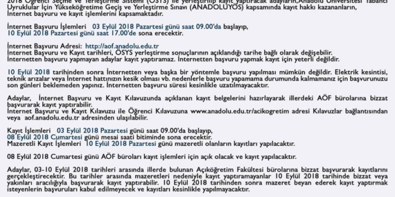 2018 - 2018 Açıköğretim İnternet Başvurusu ve Kayıt İşlemleri 2018 – 2018 Açıköğretim İnternet Başvurusu ve Kayıt İşlemleri