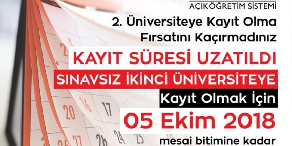 2018 Açıköğretim İkinci Üniversite Kayıt Tarihleri Uzatıldı 2018 Açıköğretim İkinci Üniversite Kayıt Tarihleri Uzatıldı