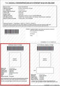 Açıköğretim Kayıtları İçin Gerekli Belgeler Öğrenci Bilgi Formu