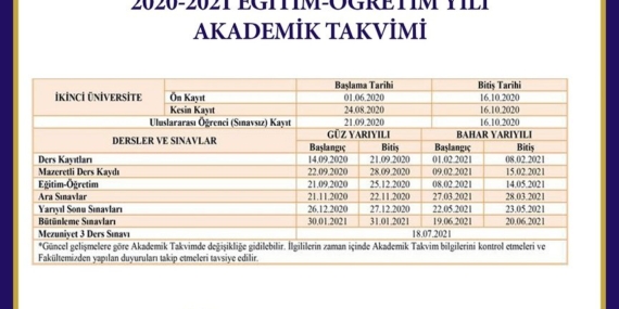 Ata-Aof 2020-2021 Akademik Takvimini Açıkladı