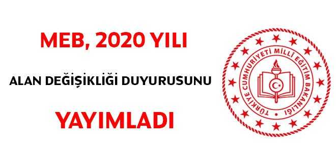 MEB Tarafından 2020 Yılı İçin Alan Değişikliği Duyurusu Yapıldı