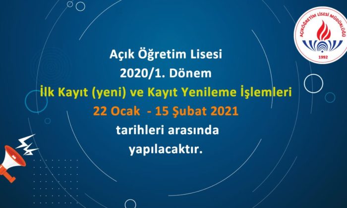 2021 MEB Açıköğretim Lisesi Yeni Kayıt ve Kayıt Yenileme Tarihleri