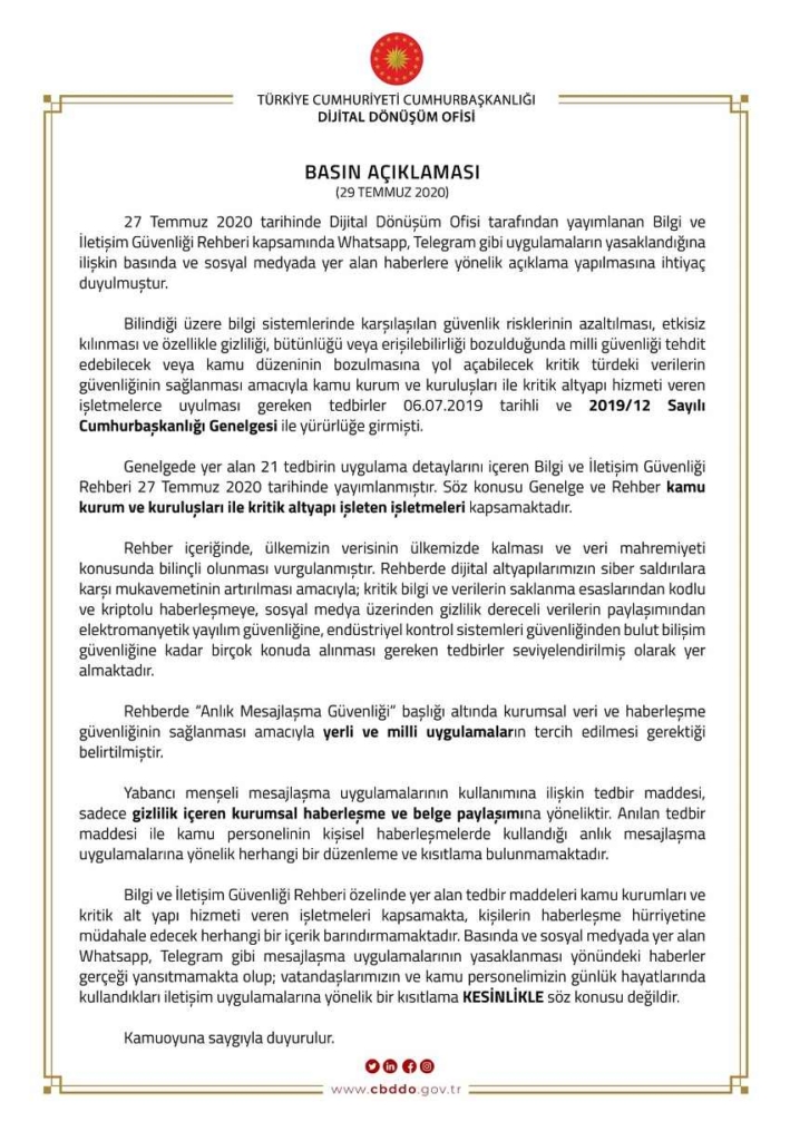Cumhurbaşkanlığı Açıklaması