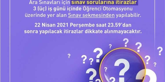2020-2021 Bahar Dönemi Ara Sınavı ve Sorulara İtiraz Etme
