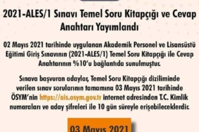 2021-ALES/1 Sınavı Temel Soru Kitapçığı ve Cevap Anahtarı Yayımlandı 2021-ALES/1 Sınavı Temel Soru Kitapçığı ve Cevap Anahtarı Yayımlandı