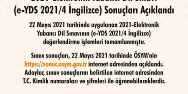 e-YDS 2021-4 Sınav Sonuçları