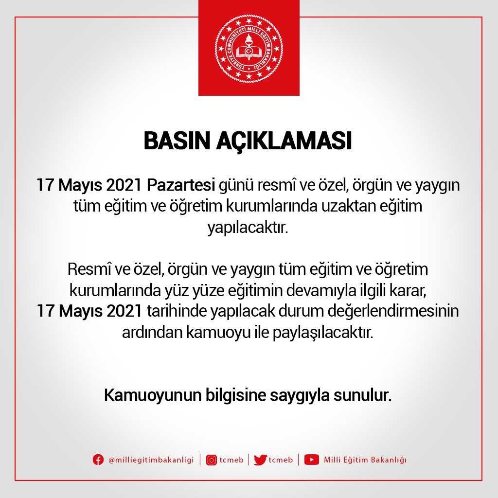 MEB 17 Mayıs Açıklaması