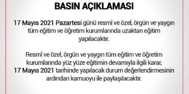 MEB 17 Mayıs Açıklaması