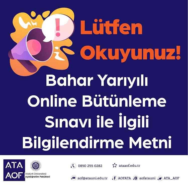 Ata Aof Online Bütünleme Sınavı 2021