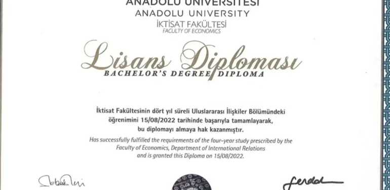 AÖF Diploma - Uluslararası İlişkiler