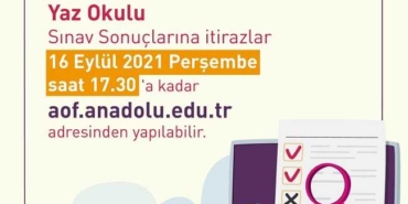 2021 Yaz Okulu Sınav Sonuçlarına İtiraz