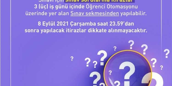 2021 Yaz Okulu İtiraz İşlemi (Sınava ve Sorulara)