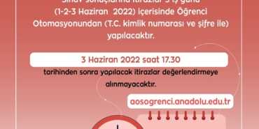 2021-2022 Bahar Dönemi Final Sınavı Sonuçlarına İtiraz