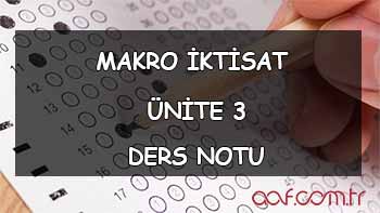 AÖF Makro İktisat - Ünite 3 Ders Notu