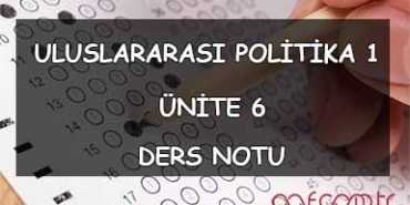 AÖF Uluslararası Politika 1 Ders Notları - Ünite 6