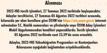 2022 YKS Tercihleri Başladı