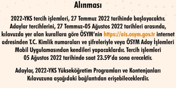 2022 YKS Tercihleri Başladı