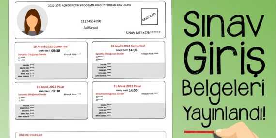 2022 Güz Dönemi Ara Sınavı Sınav Giriş Belgeleri Yayımlandı 2022 Güz Dönemi Ara Sınavı Sınav Giriş Belgeleri Yayımlandı