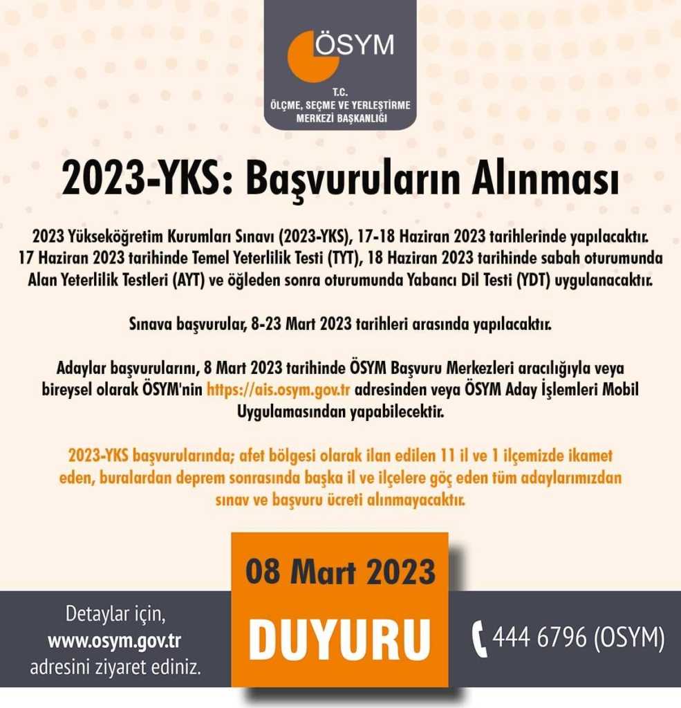 2023 YKS Başvuruları