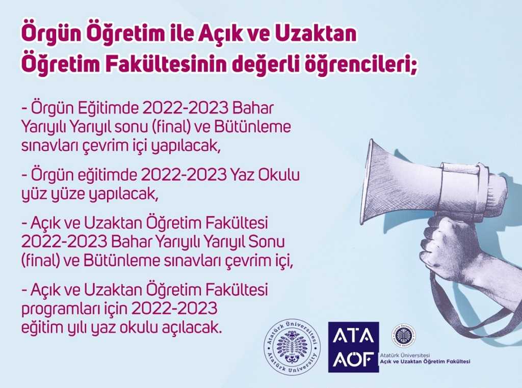 2023 Auzef ve AtaAöf Final Sınavları Online Yapılacak