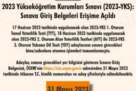2023 YKS Sınav Giriş Belgeleri Yayımlandı 2023 YKS Sınav Giriş Belgeleri