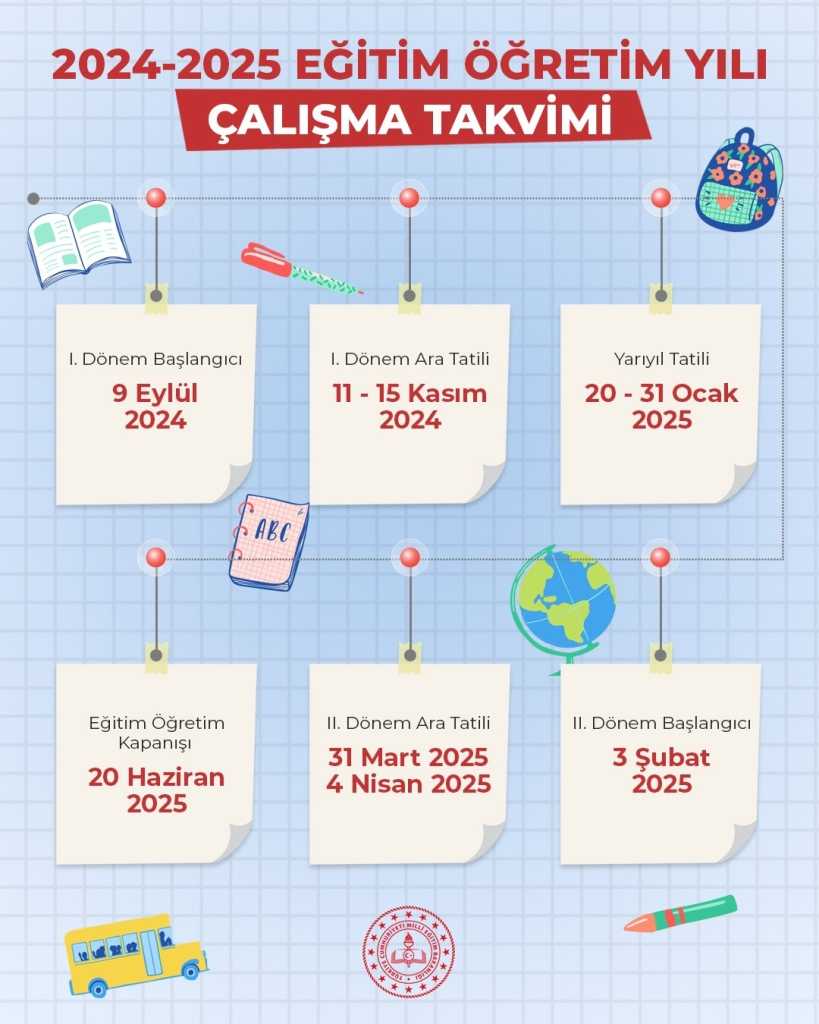 MEB 2024 - 2025 Eğitim Takvimi