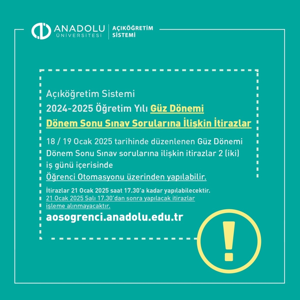 AÖF 2025 Güz Dönemi Final Sınavı Soruları ve İtiraz